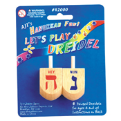2 Deluxe Natural 3" Wood Dreidels Blister Carded