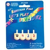 4 -  1" Natural Wood Dreidels Blister Carded