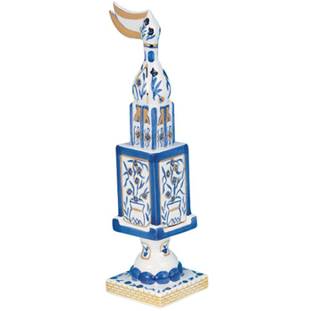 Blue White and Gold Ceramic Spice Box