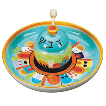 Jerusalem Apple Honey Dish Set with Wooden Dipper