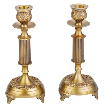 Anodized Brass Candlesticks with Filigreed Base