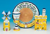 Jerusalem Havdalah Set with Plate, Kiddush Cup, Spice Box and Candle Holder