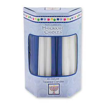 Deluxe Tapered Blue and White Hanukkah Candles