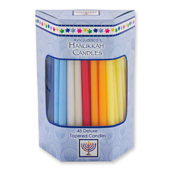 Deluxe Tapered Assorted Solid Colors Hanukkah Candles