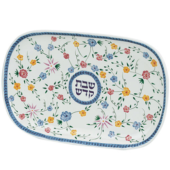 Blue Floral Ceramic Candlestick Tray