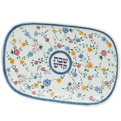 Blue Floral Ceramic Candlestick Tray