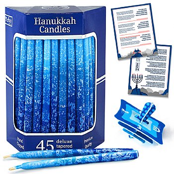 Deluxe Tapered Multi Blue Hued Frosted Hanukkah Candles