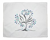 Luxurious Embroidered Challah Cover - Tree of Life Blues