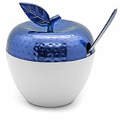 Apple Shaped Honey Dish and Spoon - Blue