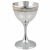 Aluminum Wine Cup with Natural Pearl Inlay - Pewter Finish