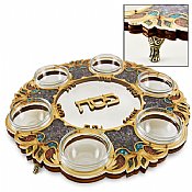 Wood W/Stones Seder Plate