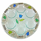 Lily Glass Seder Plate W/Pewter