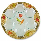 Lily Glass Seder Plate W/ Brown