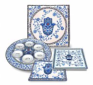 10 Piece Passover Seder Set Blue Hamsa Collection by Jessica Sporn