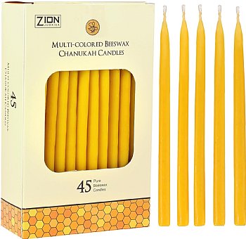 Natural Yellow Long Beeswax Hanukkah Candles