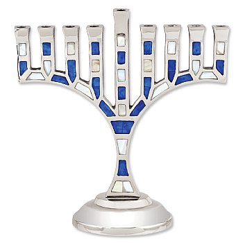 Blue Ivory Mosaic Menorah