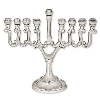 Embellished Highly Polished Nickel Plated Aluminum Menorah