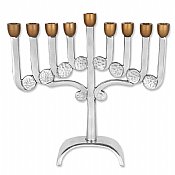 Musical Notes Aluminum Menorah with Gold Caps