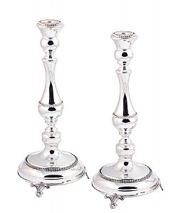 Sterling Silver Large Candle Stick - Beads