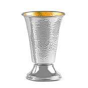Sterling Silver Kiddush Wine Goblet - Modern Hammered Cup