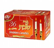 36 Deluxe White Shabbat Candles 6.5' Tall
