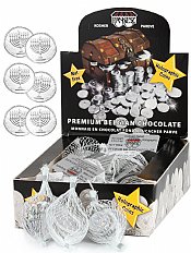 Nut Free Dark Parve Hanukkah Gelt Coins - 24 Sacks in Display Box