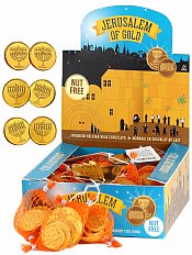 Chanukah Milk-Chocolate Coins in Sacks - Display with 24 Sacks 