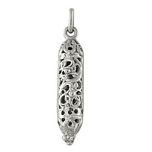 Sterling Silver Ornate Mezuzah Pendant