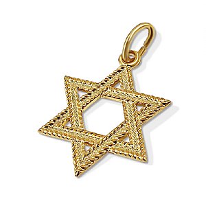 14K Star of David Pendant - Rope Style