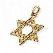 14K Star of David Pendant - Rope Style