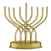 Highly Polished Battery Operated LED Menorah - Gold Plated