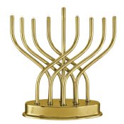 Highly Polished Battery Operated LED Menorah - Gold Plated