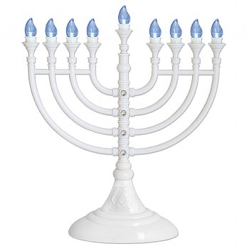 Traditional White LED Menorah
