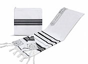 Elegant Acrylic Tallit Set - Black / Silver