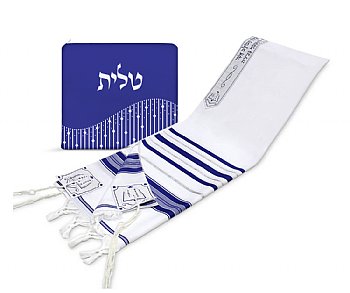 Elegant Acrylic Tallit Set - Blue / Silver