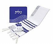 Elegant Acrylic Tallit Set - Blue / Silver