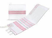 Elegant Acrylic Tallit Set - Pink / Silver