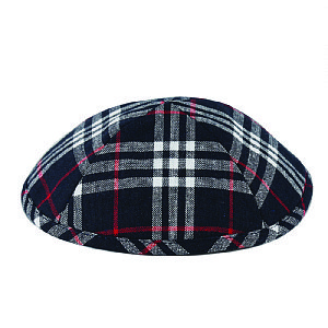 Cotton Kippah with Plaid Pattern - Optional Imprint