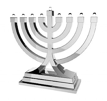 Small Battery Operated LED Menorah - Silver