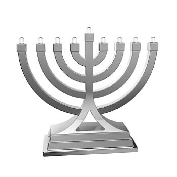 Small Battery Operated LED Menorah - Silver