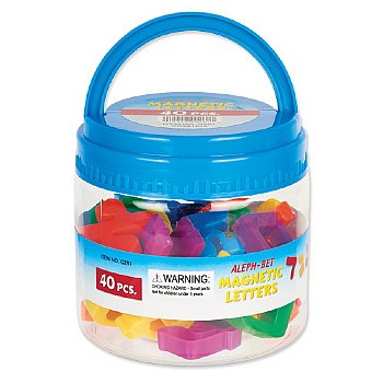 40 Alef Bet Magnetic Letters in Reusable Tub