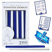 Deluxe Tapered Blue and White Hanukkah Candles