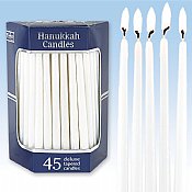 Deluxe Tapered Solid White Hanukkah Candles