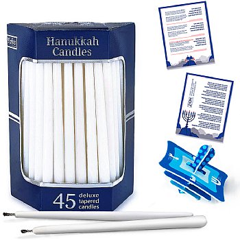 Deluxe Tapered Solid White Hanukkah Candles