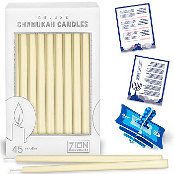 Deluxe Tapered Solid Hanukkah Candles - Ivory Cream