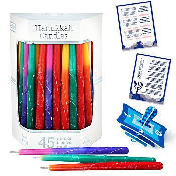 Deluxe Tapered Multi Tri Colored Frosted Hanukkah Candles