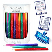 Deluxe Tapered Multi Tri Colored Frosted Hanukkah Candles