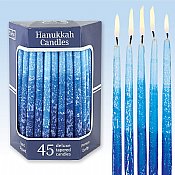 Deluxe Tapered Multi Blue Hued Frosted Hanukkah Candles