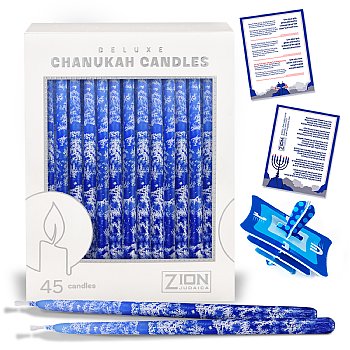 Deluxe Tapered Multi Blue Hued Frosted Hanukkah Candles