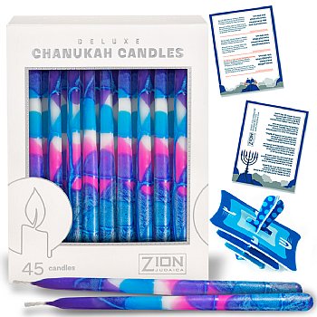 Deluxe Tapered Multi Hued Frosted Hanukkah Candles